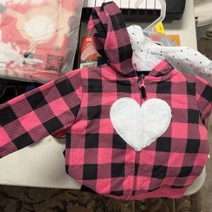 Charming Pink and Black Checkered Kids Set with Heart
